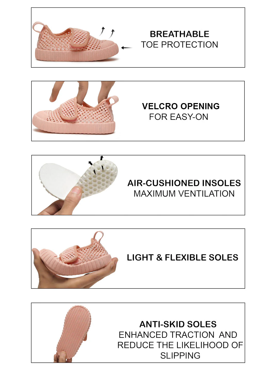 AIRY Toddlers' First Step Breathable Shoes - Peach (Unisex) - Image 6