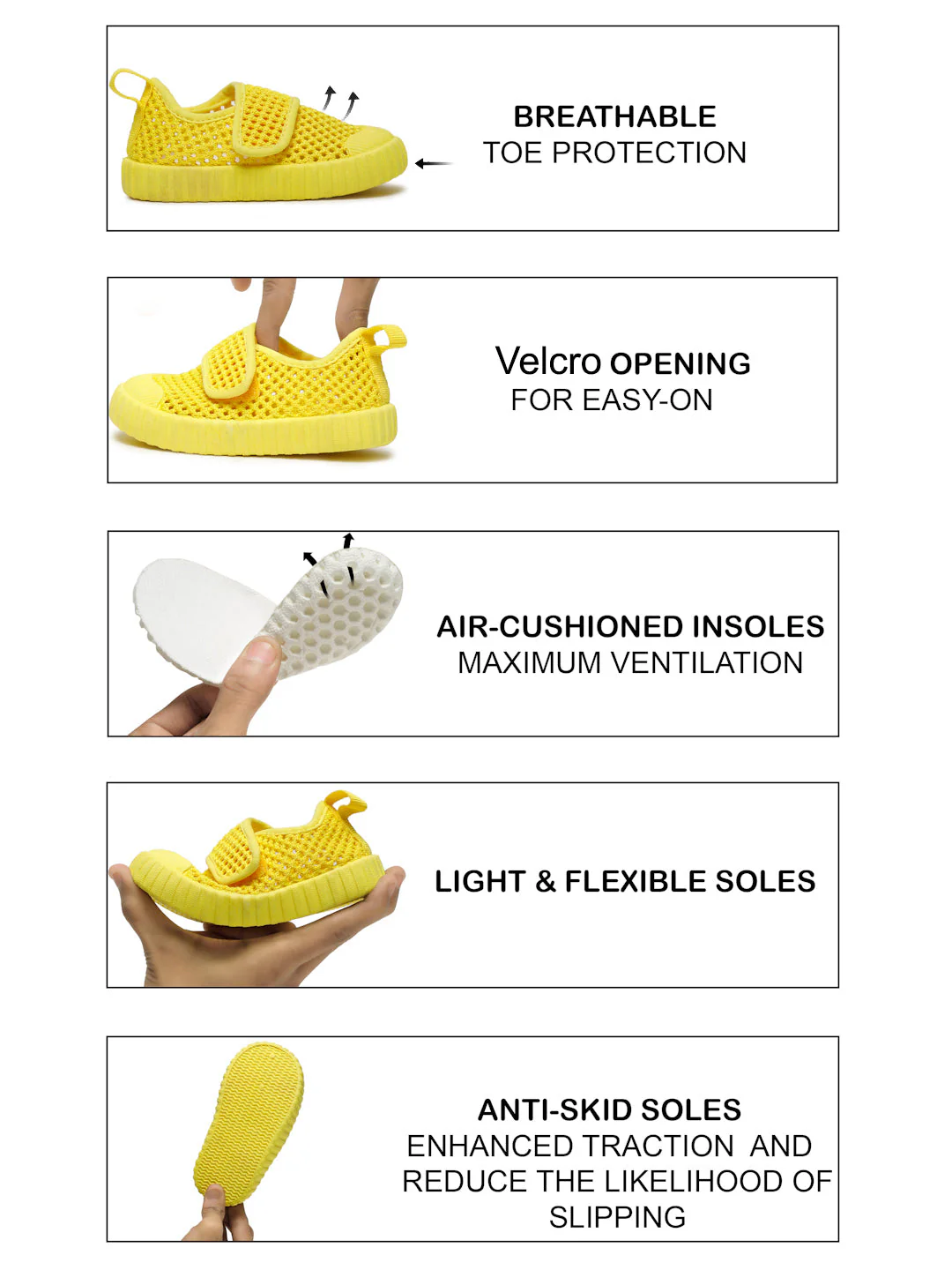 AIRY Toddlers' First Step Breathable Shoes - Yellow (Unisex) - Image 6