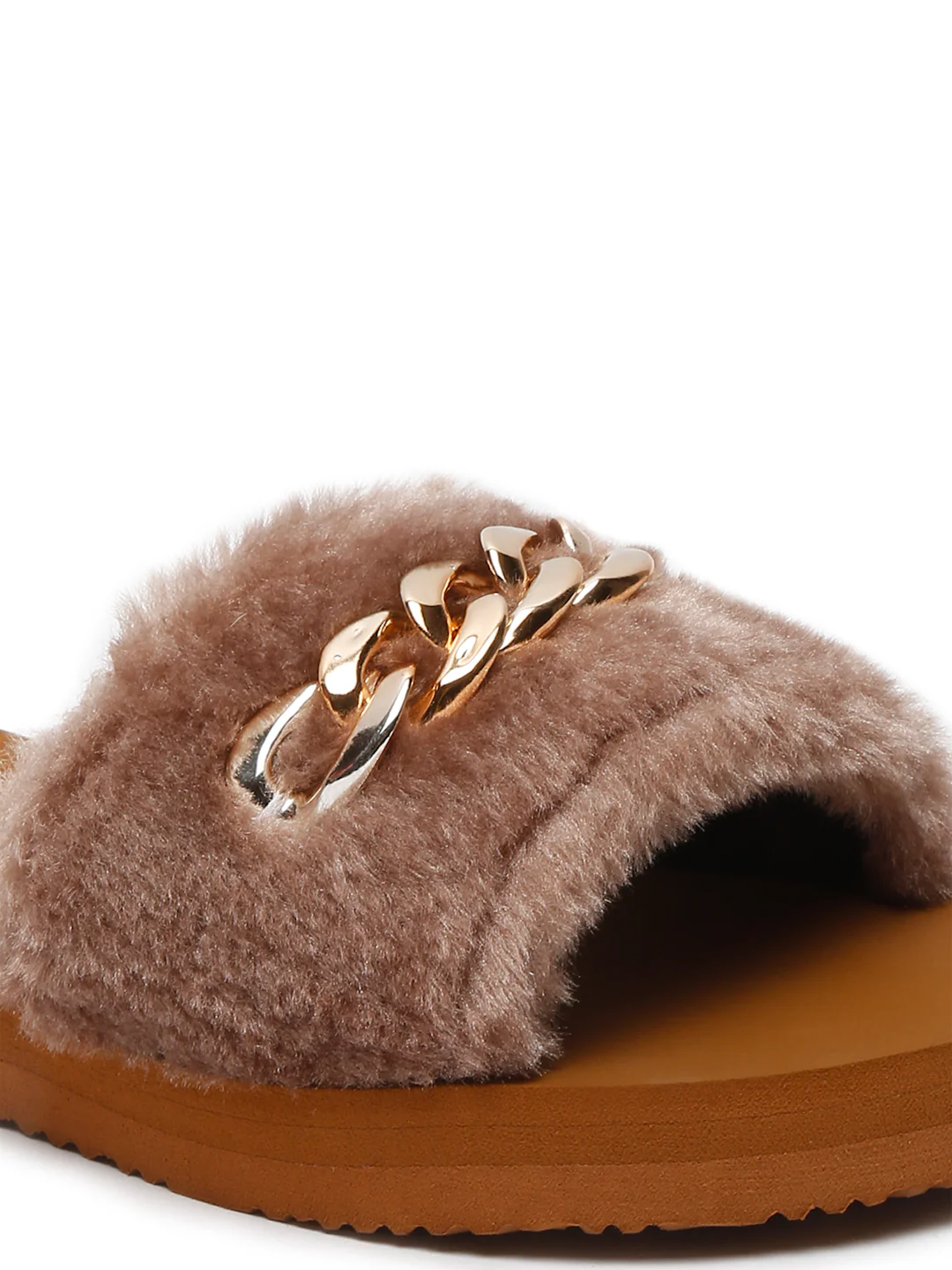 ONYC SuperComfy Brown Fur Sliders for Girls - Image 4