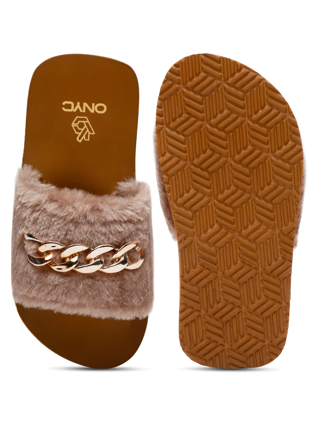 ONYC SuperComfy Brown Fur Sliders for Girls - Image 5