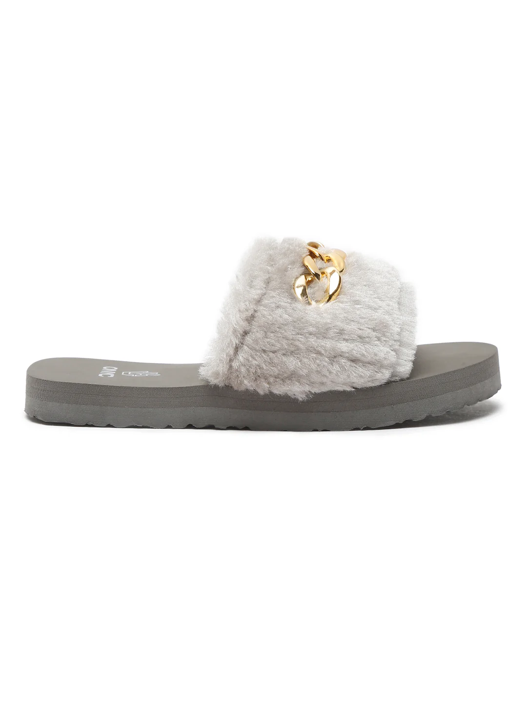 ONYC SuperComfy Kids Slippers for Girls - Grey Fur Sliders - Image 3