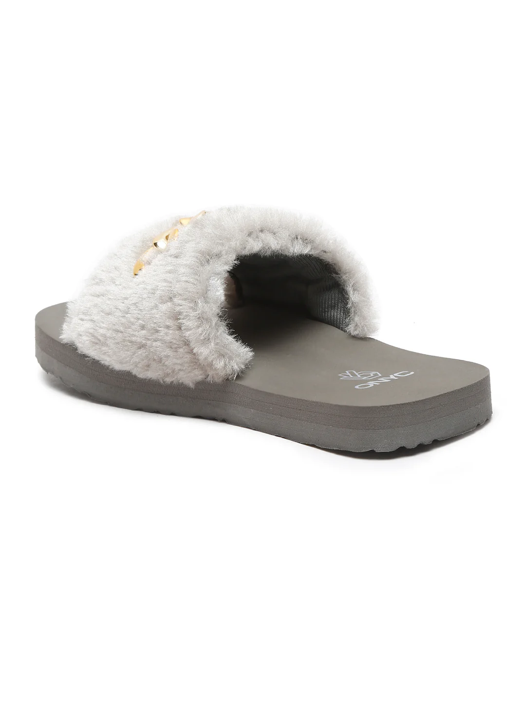 ONYC SuperComfy Kids Slippers for Girls - Grey Fur Sliders - Image 5
