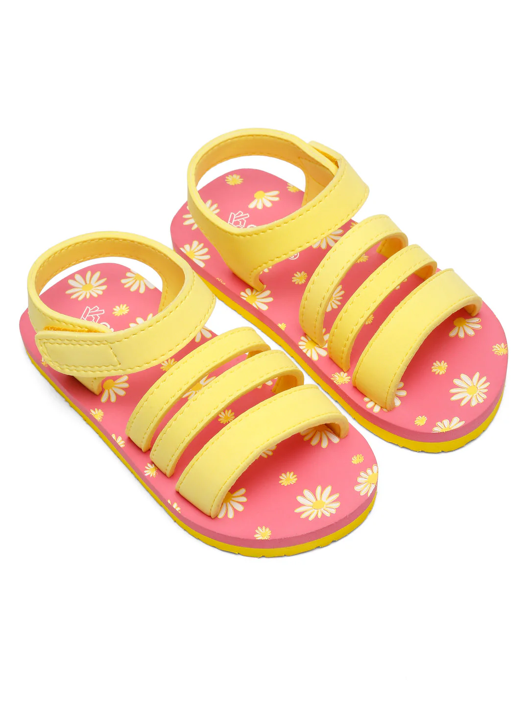 Premium Floral Sandals for Girls (Pink & Yellow) - Image 3