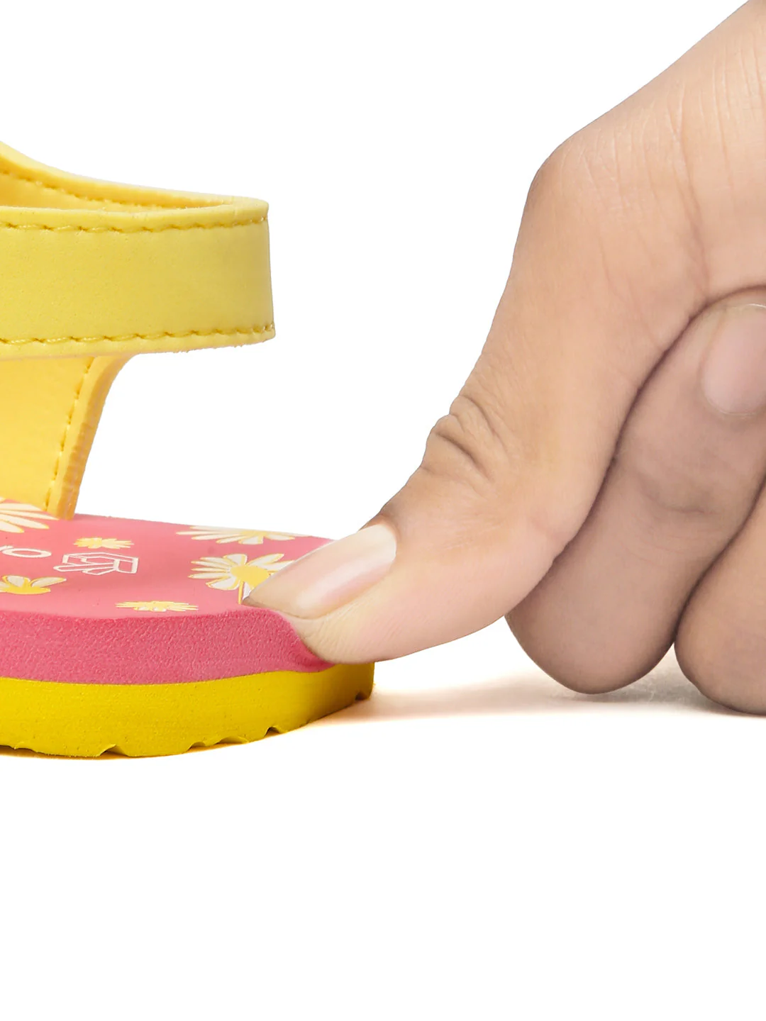 Premium Floral Sandals for Girls (Pink & Yellow) - Image 5