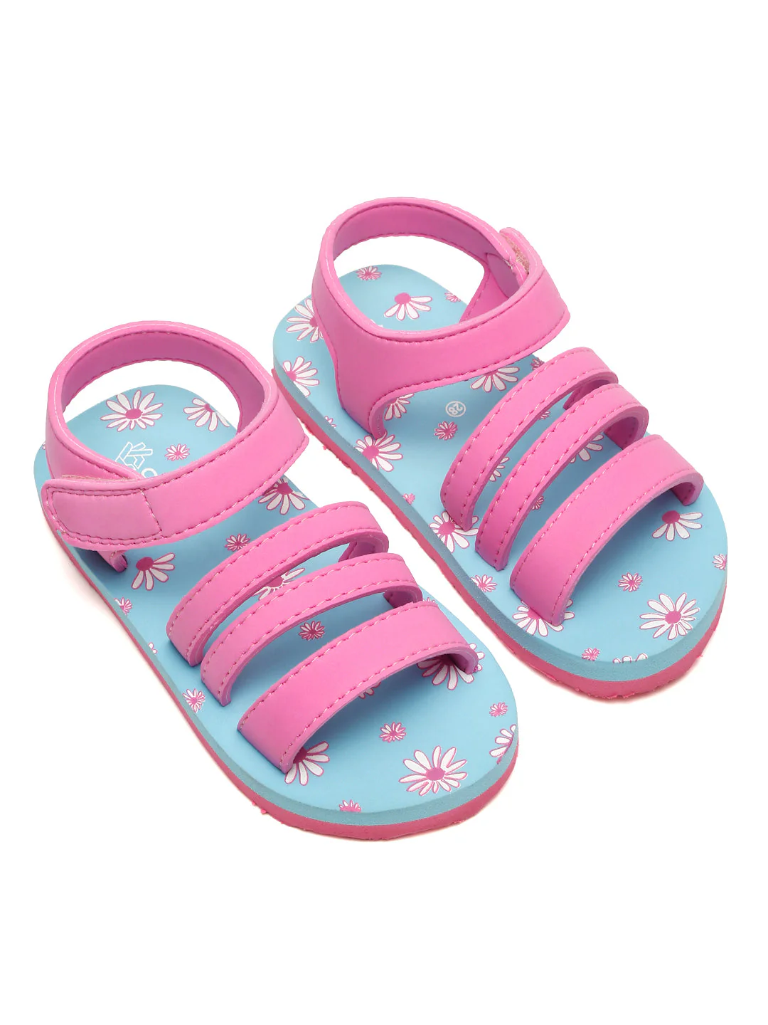 Premium Floral Sandals - Sky Blue & Pink (Girls) - Image 3